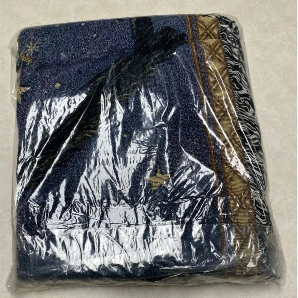 Riddle Home & Gift Christmas O Holy Night Tapestry Fringe Throw Blanket Sealed